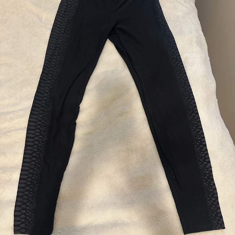 Bebe Black Leggings with Mesh Detail